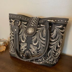 Concealed Carry Studded Leather Tote